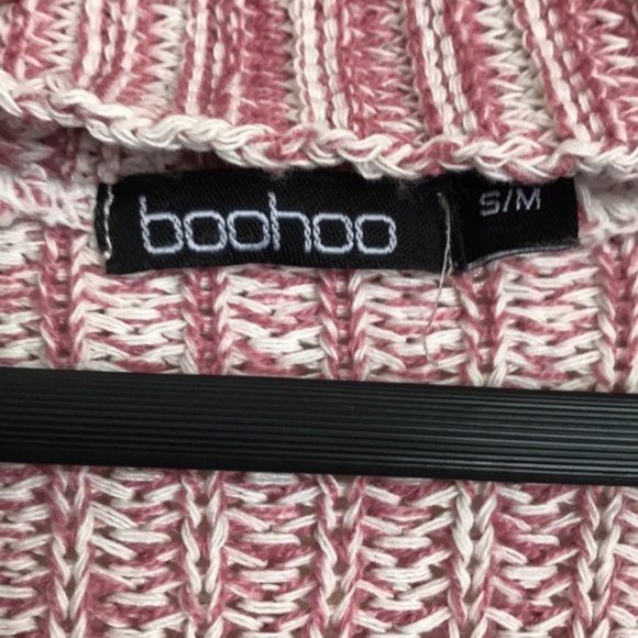 Boohoo Pink Marled Choker Neck Hi Low Sweater - Picture 6 of 7